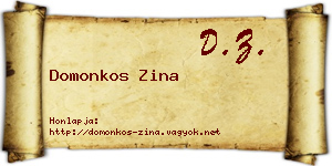 Domonkos Zina névjegykártya